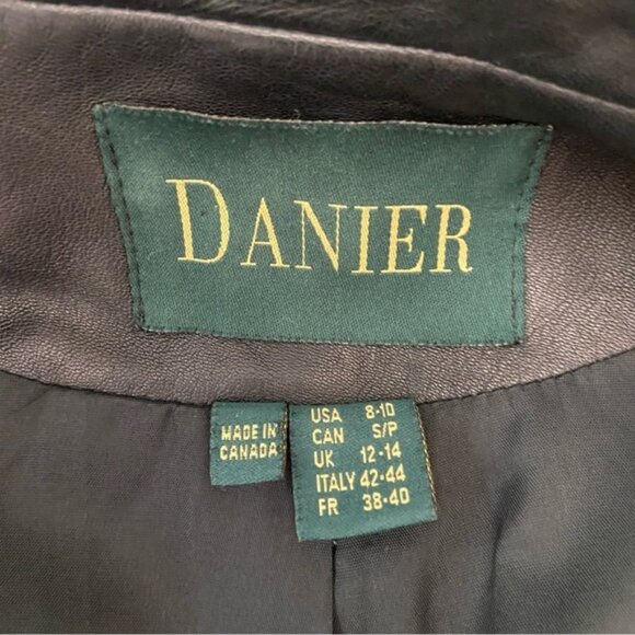 Danier genuine leather black blazer fitted jacket distressed lightweight Small - Picture 3 of 13